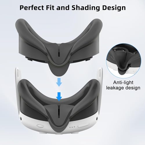 Deluxe 5 In 1 Silicone Accessories For Meta Quest 3, Vr Protective Case Set, Controller Grip Cover, Vr Shell Cover, Face Cover, Gifts For Christmas & Halloween (Phantom)
