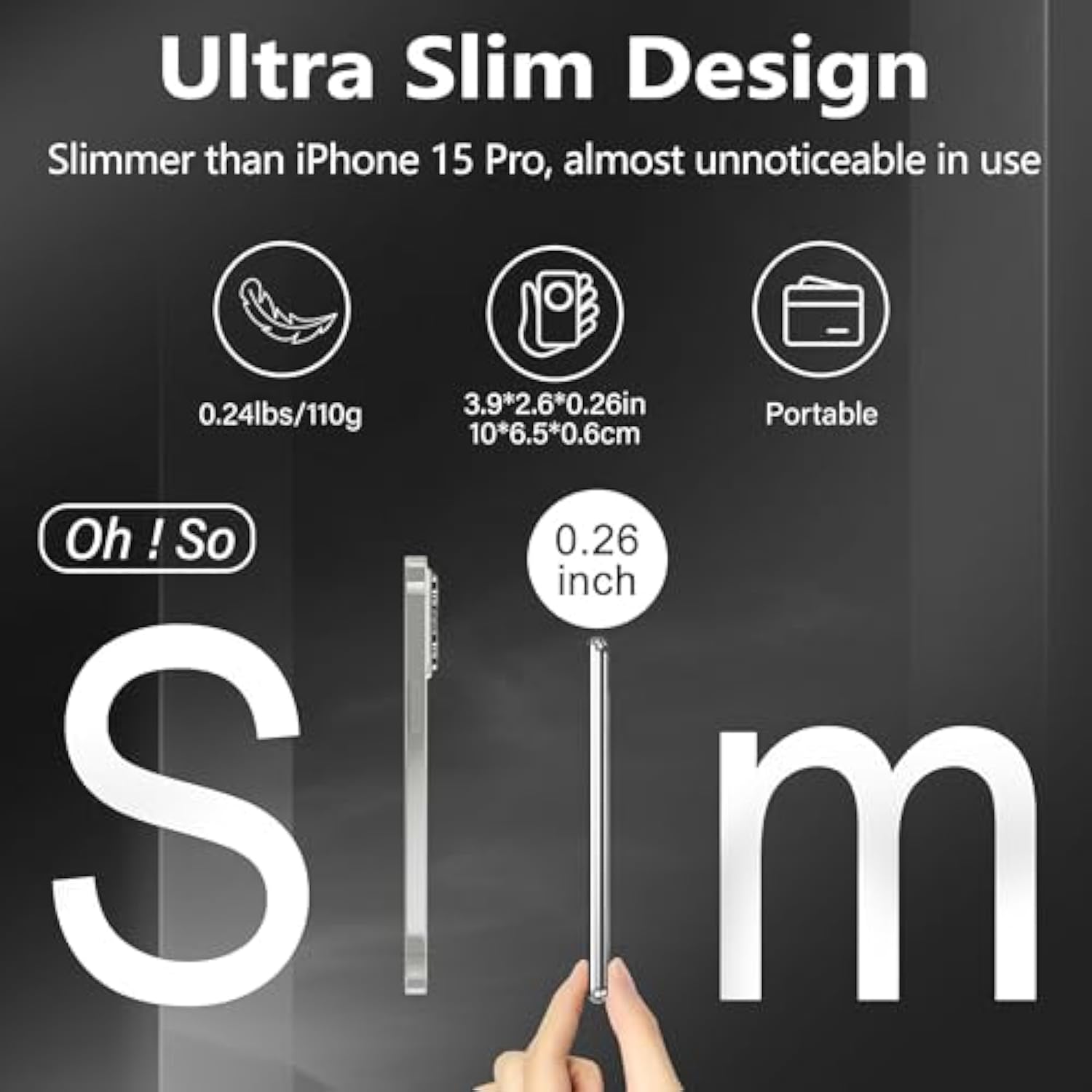 Magnetic Wireless Battery Pack 5000Mah, Ultra Slim 0.26In Magnetic Portable Charger For Iphone, Compact Power Bank With Usb-C Pd20W Fast Charging, Compatible With Iphone 16/15/14/13, Black
