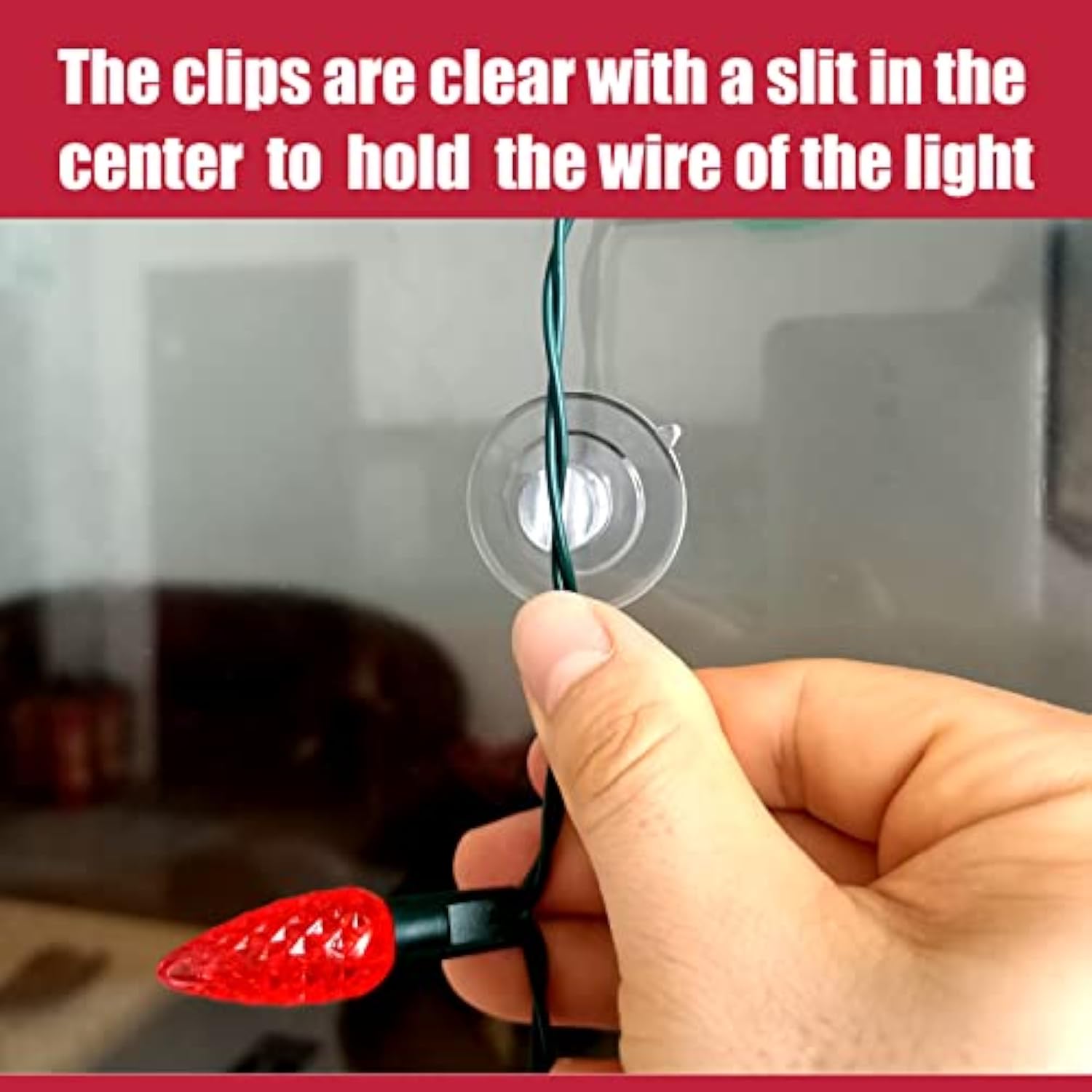 Mini Christmas Light Suction Cups [Set Of 60] - Small Holiday Light String Hooks Holders, Clear Rope Light Caddy Window Glass Suction Cup Clips Hang Seasonal Xmas Decorations