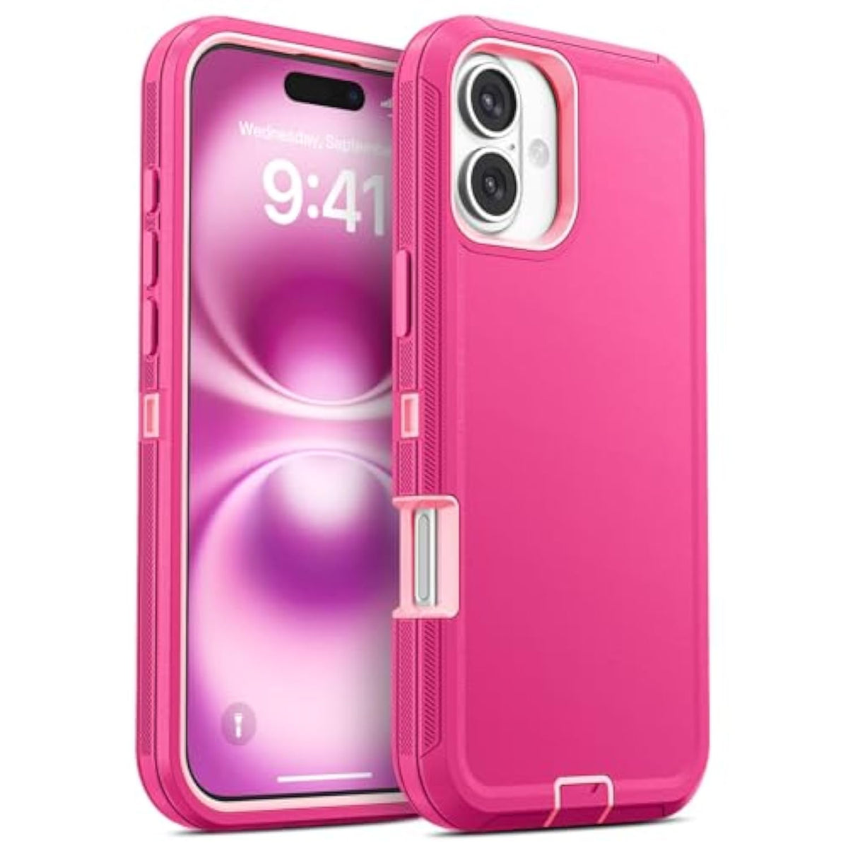 Case For Iphone 16 Plus 5G 6.7-Inch, Heavy Duty Rugged & Dual-Layer Shockproof Dropproof Protection With Port Anti Dust Scratch Back Cover Matte Armor Phone Case For Apple Iphone 16 Plus, Pink