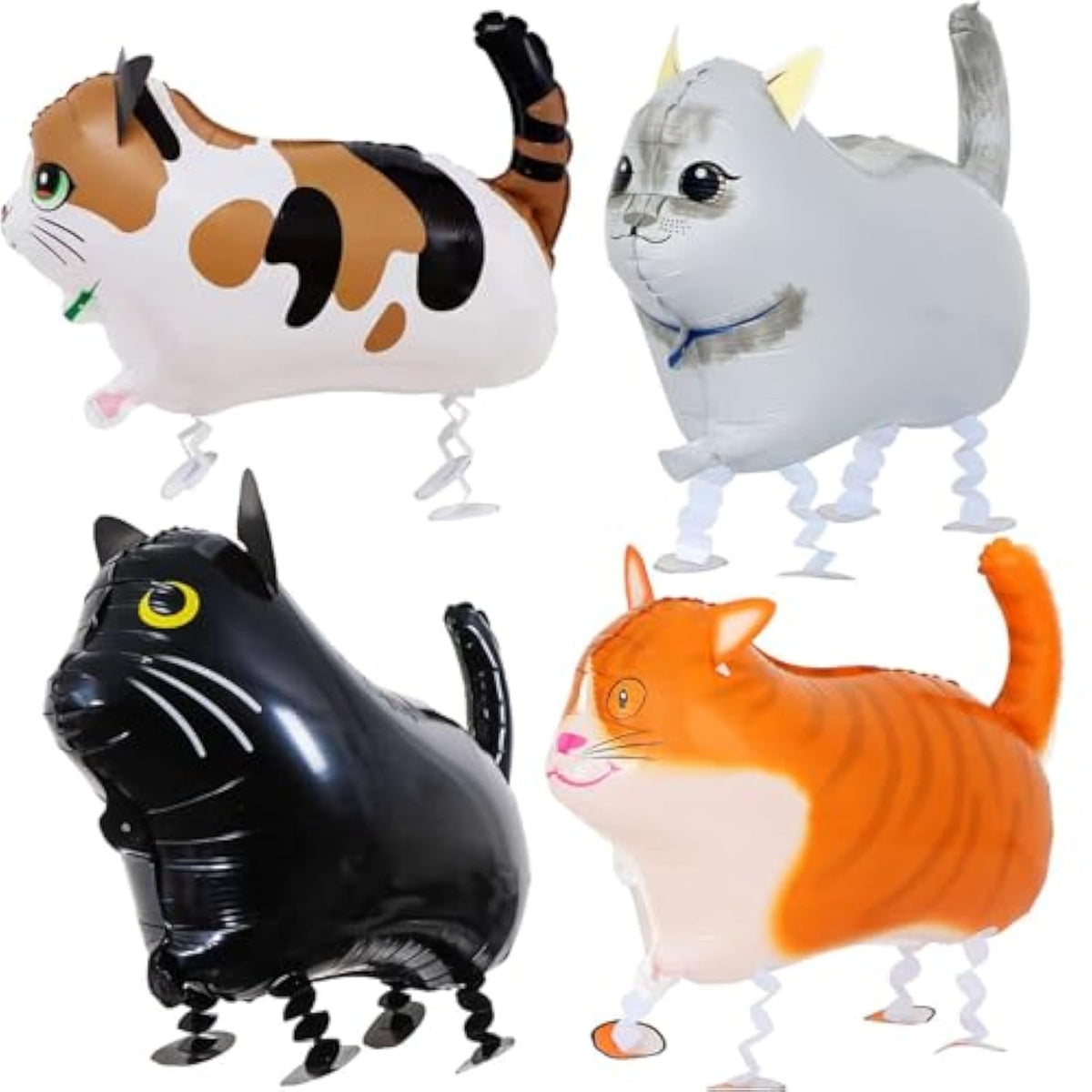4-Pack Walking Cat Balloons: Fun Pet-Themed Birthday Party Decor for Kids