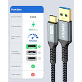 Usb C Android Auto Cable 1Ft, Usb C To Usb 3.1 Usb 3.2 Gen2 10Gbps Usb A To C