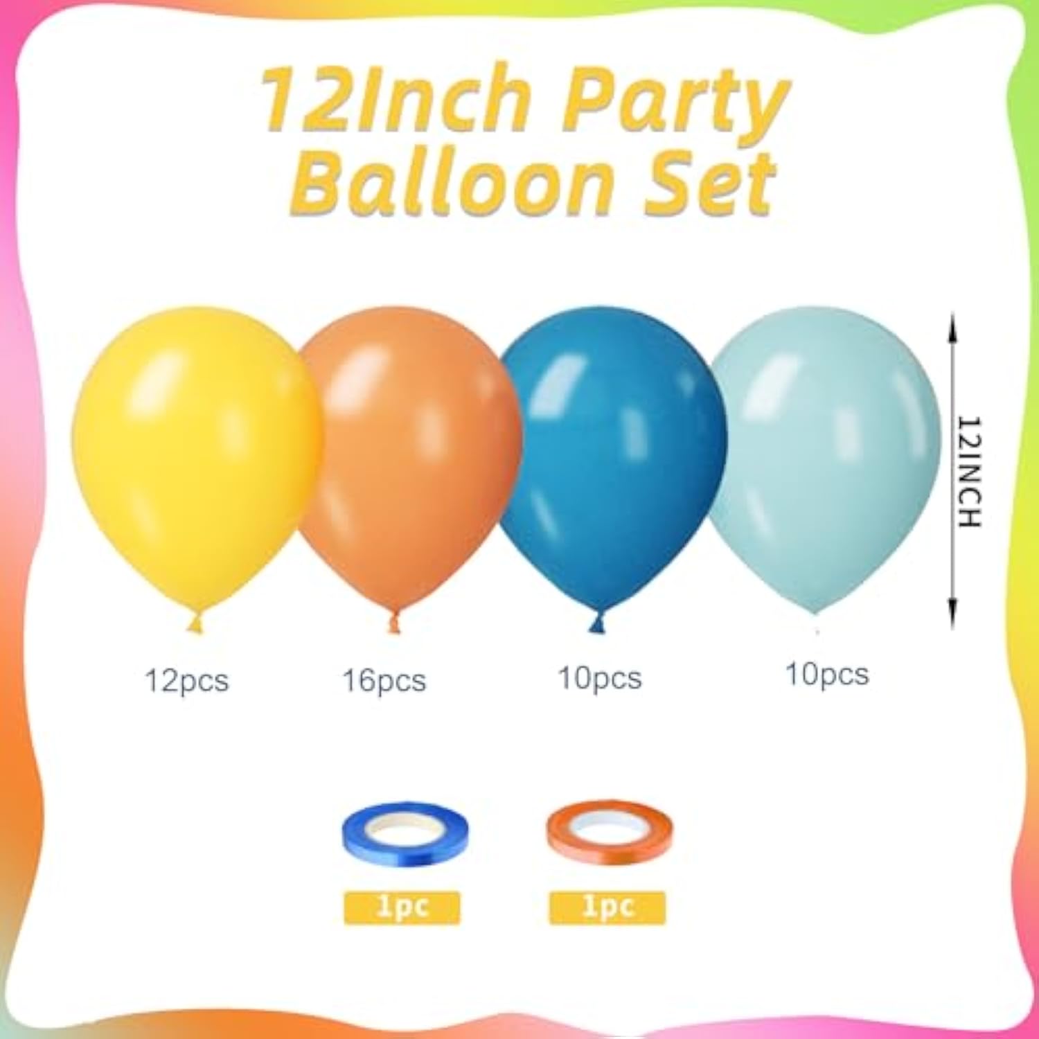 12 Inch Retro Blue Yellow Orange Balloons for Fall Thanksgiving Boho Birthday Party Decor