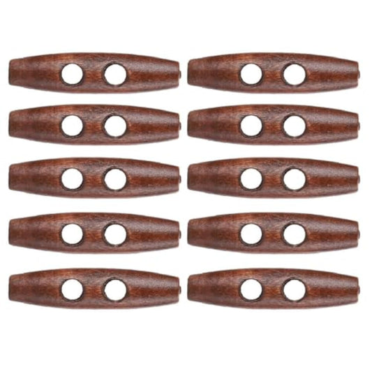 50Pcs Wood Toggle Buttons, Wood Sewing Horn Toggle Buttons 2 Holes Woo