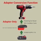 Bauer 20V Tool Adapter for Milwaukee M18 Batteries Power Only Red-Black