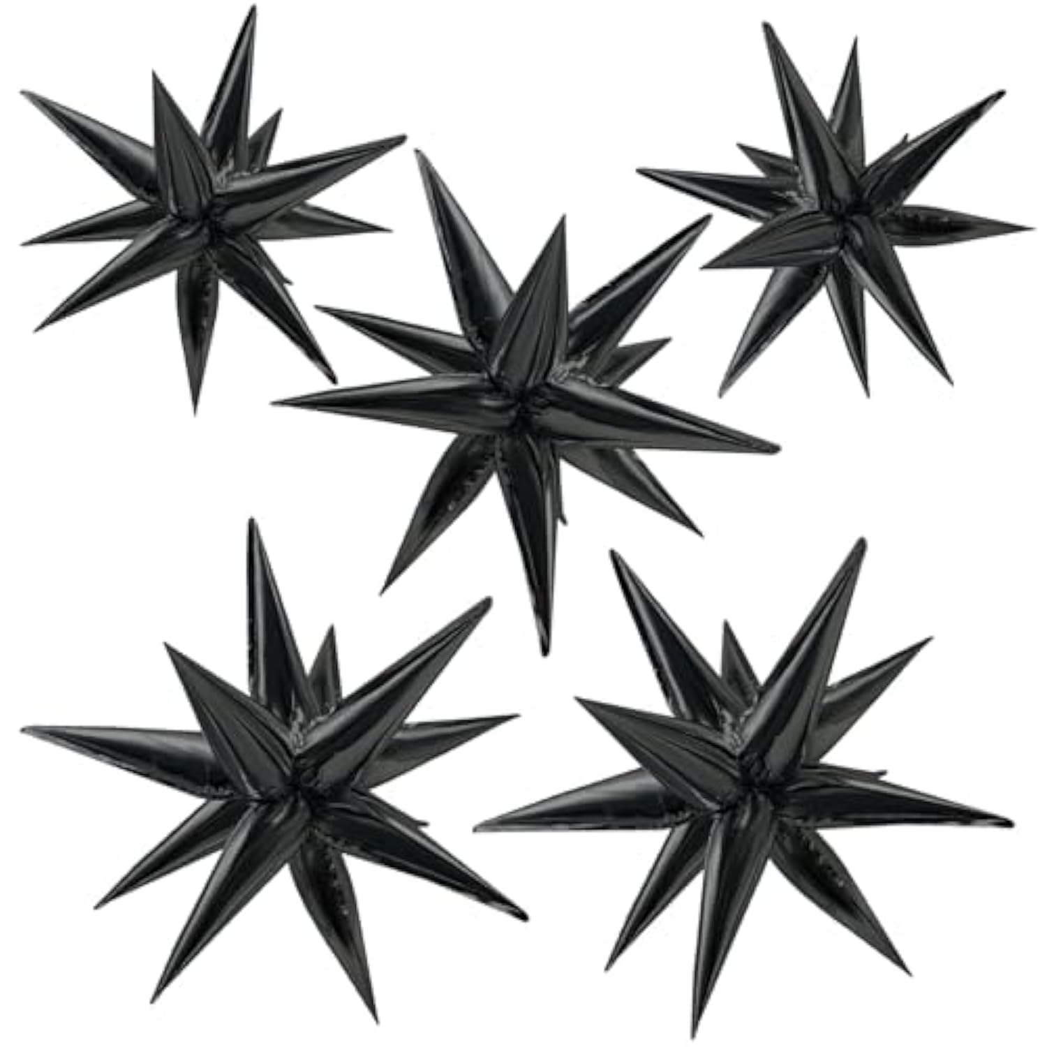 Star Balloons 60Pcs Black Balloon 12 Spike Foil Balloons Explosion Mylar Cone Balloon Magic Party Decorations Backdrops For Halloween Graduation Birthday Wedding Anniversary Retirement