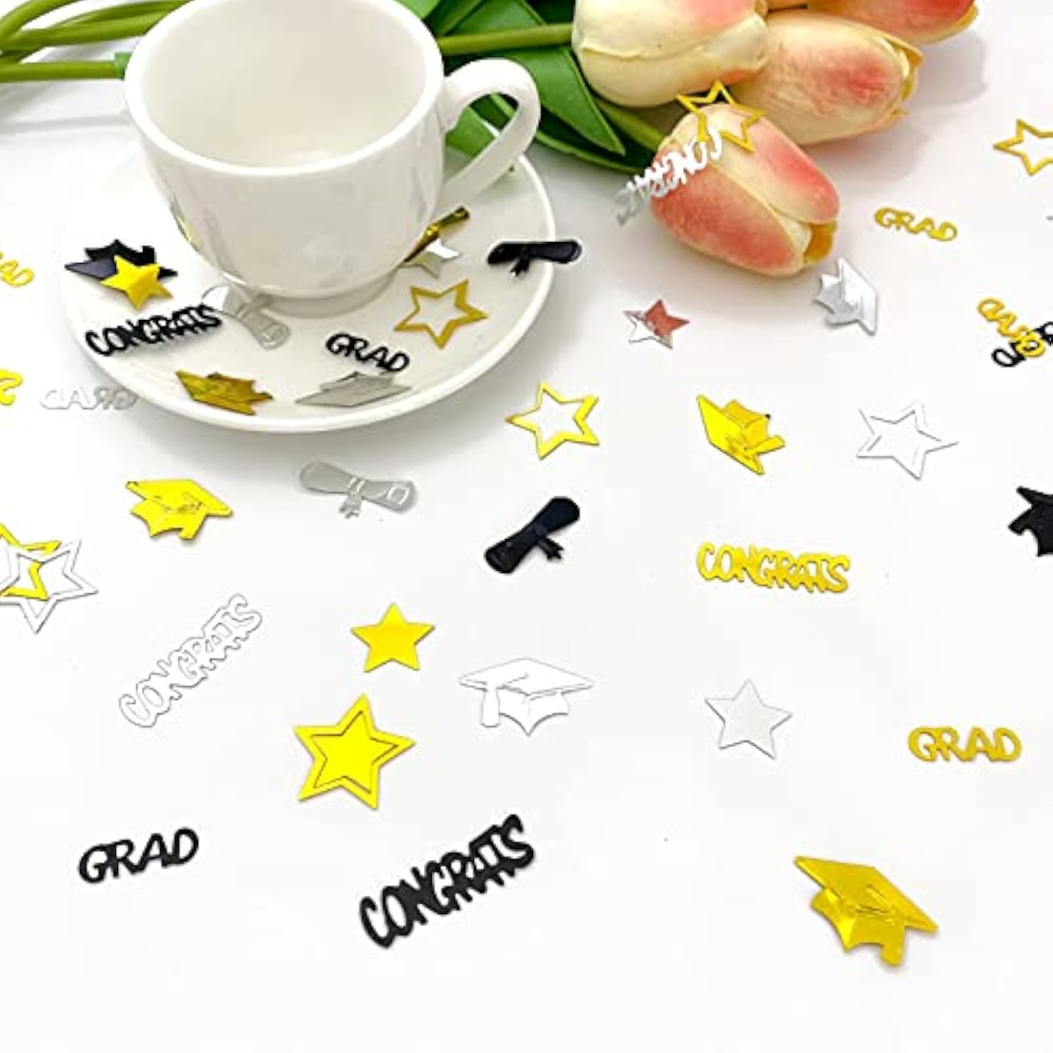 Graduation Confetti 2025 | Glitter Confetti Sprinkles For Party Table Scatters Decoration | Graduation Party Decoration For Home, College, Senior, High School Prom | Metallic Foil
