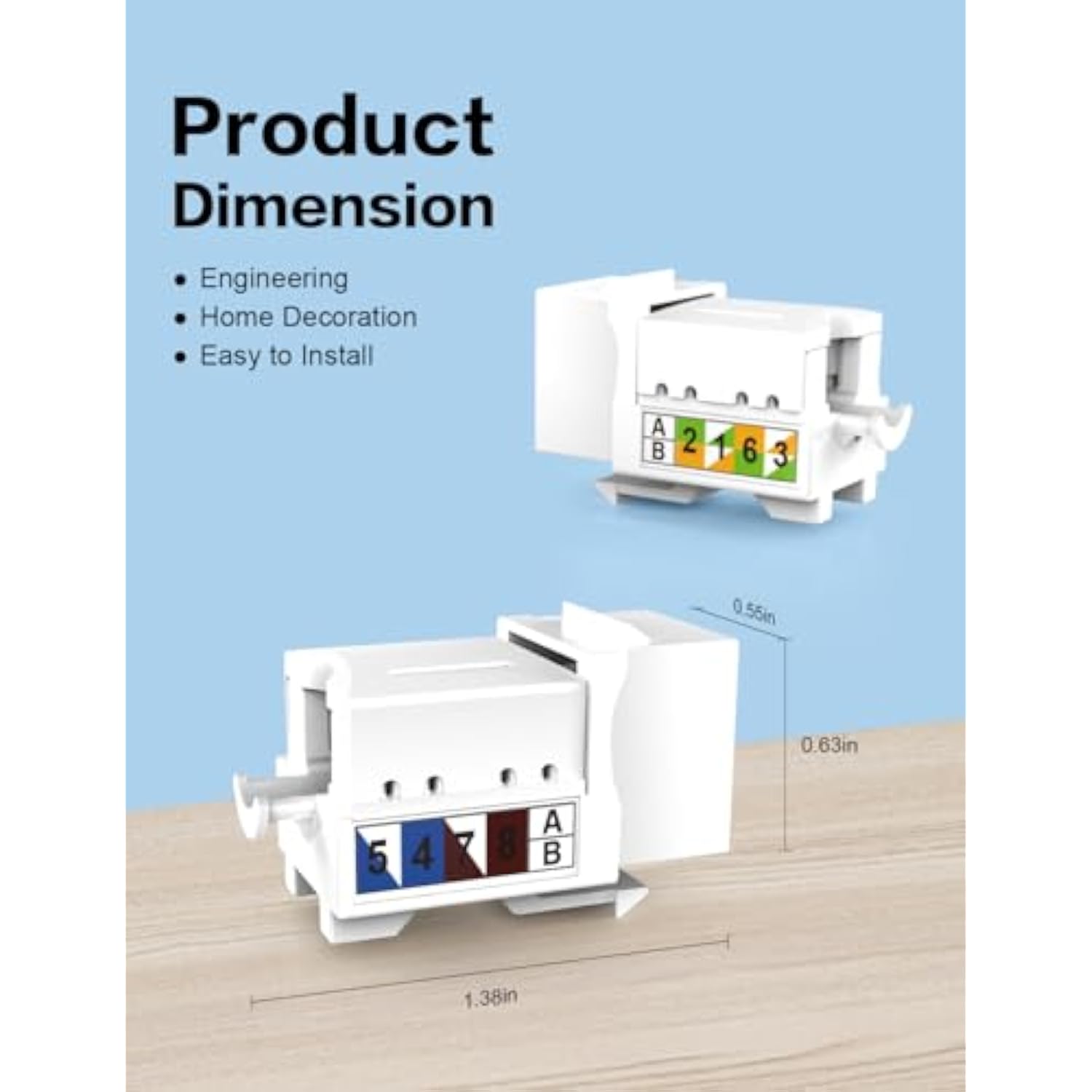 Cat6 Keystone Jack 90° Angled Rj45 Keystone Jack Ethernet Punch Down Keystone