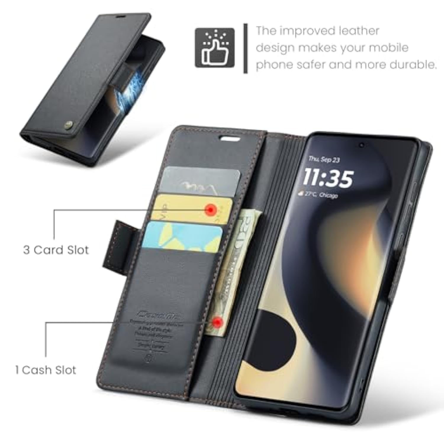 Wallet Case For Moto Edge 2025, Pu Leather Magnetic Flip Case With Rfid Blocking Card Holder Kickstand For Women Men, Shockproof Durable Protective Phone Cover For Motorola Edge 2025 (Black)