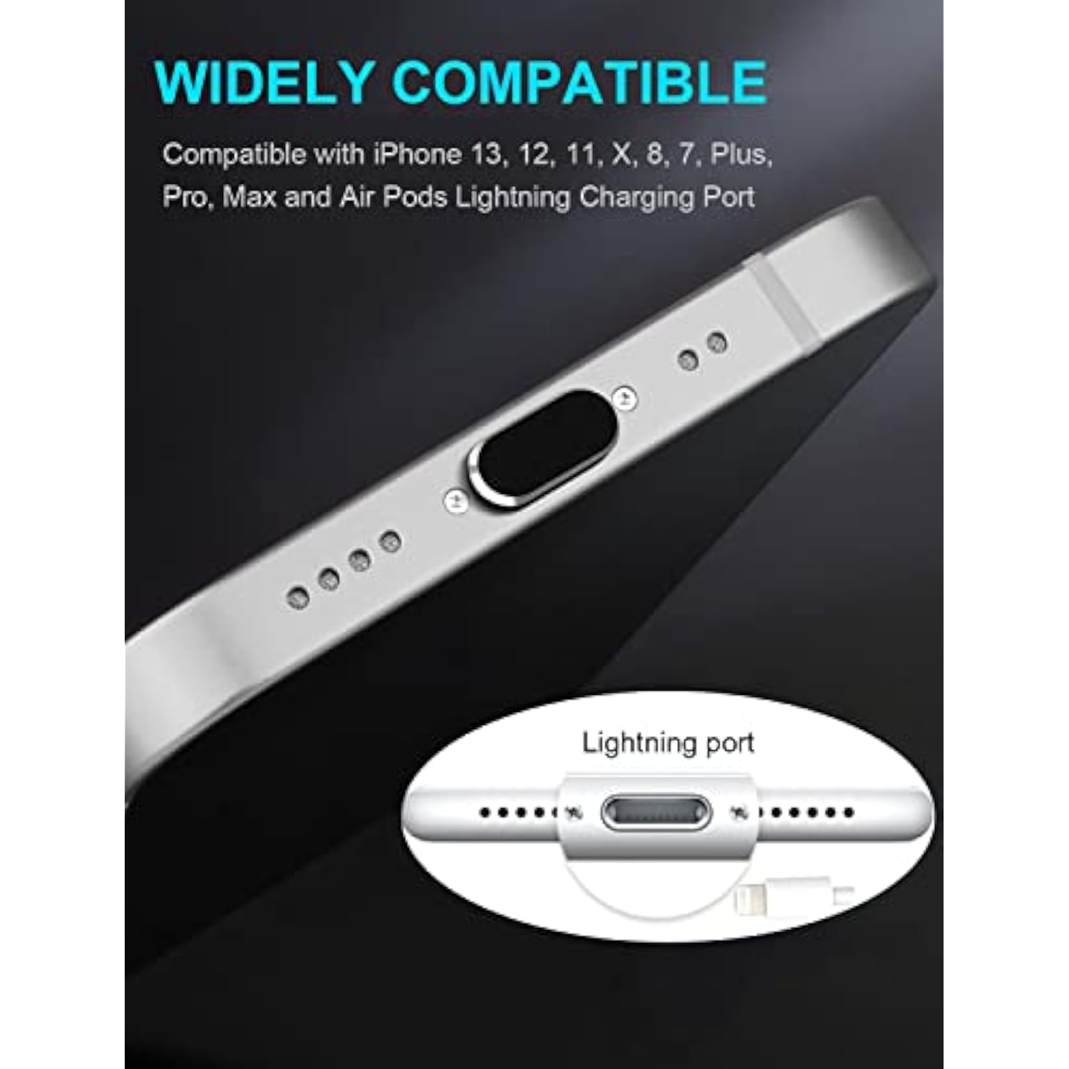 iPhone Dust Plug Lightning Port and Speaker Protector for iPhone and AirPods Black