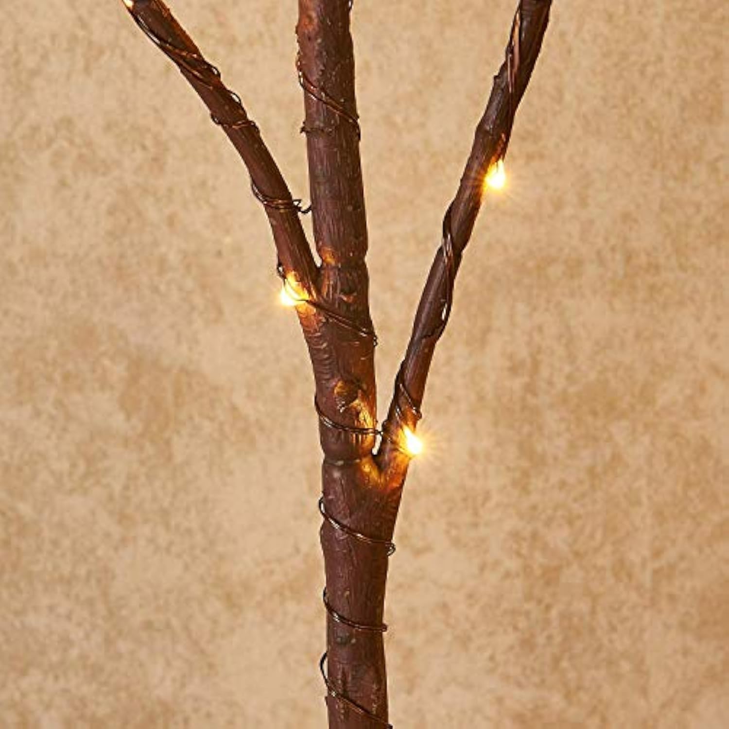 Lighted Brown Branches Battery Operated With Timer 30In 100 Led Fairy Lights, Willow Branch Lights For Home Bedroom Fire