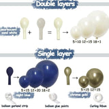 Navy Blue Balloon Garland Double Stuffed Pearl White Royal Blue Balloons Dark Navy Gold Balloon Arch Kit For Birthday Party Baby Shower Wedding Graduation Bridal Shower Decoration
