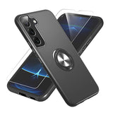 For Samsung Galaxy S22 Case With Hd Screen Protector, [Military Grade] Shockproof Protection Case With 360° Magnetic Ring Holder Kickstand Phone Case For Samsung S22,Black
