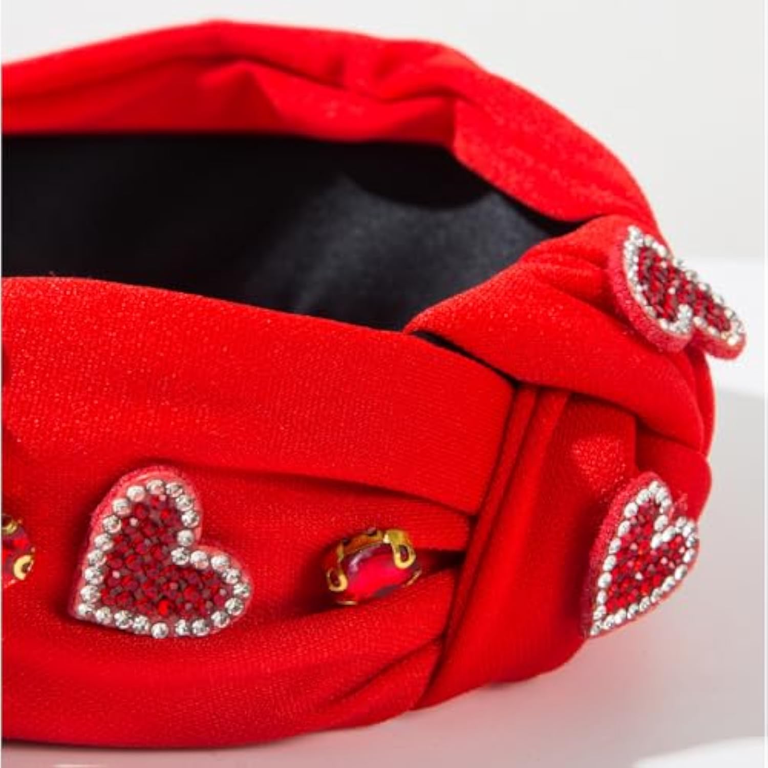 Red Heart Valentines Headband For Women Rhinestone Beaded Heart Headbands Valentine Day Hair Accessories Jewelry Gifts