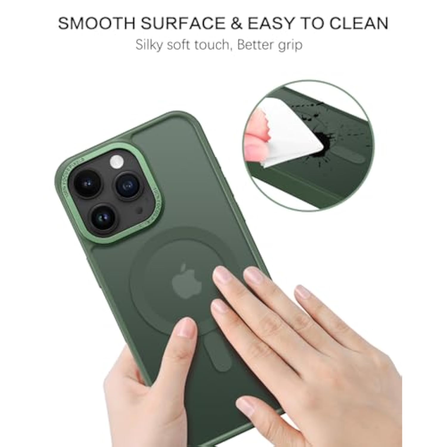 For Iphone 15 Pro Max Case,Iphone 15 Pro Max Magnetic Phone Case [Compatible With Magsafe] Translucent Matte Shockproof Women Men Protective Case Cover For Iphone 15 Pro Max 6.7",Dark Green