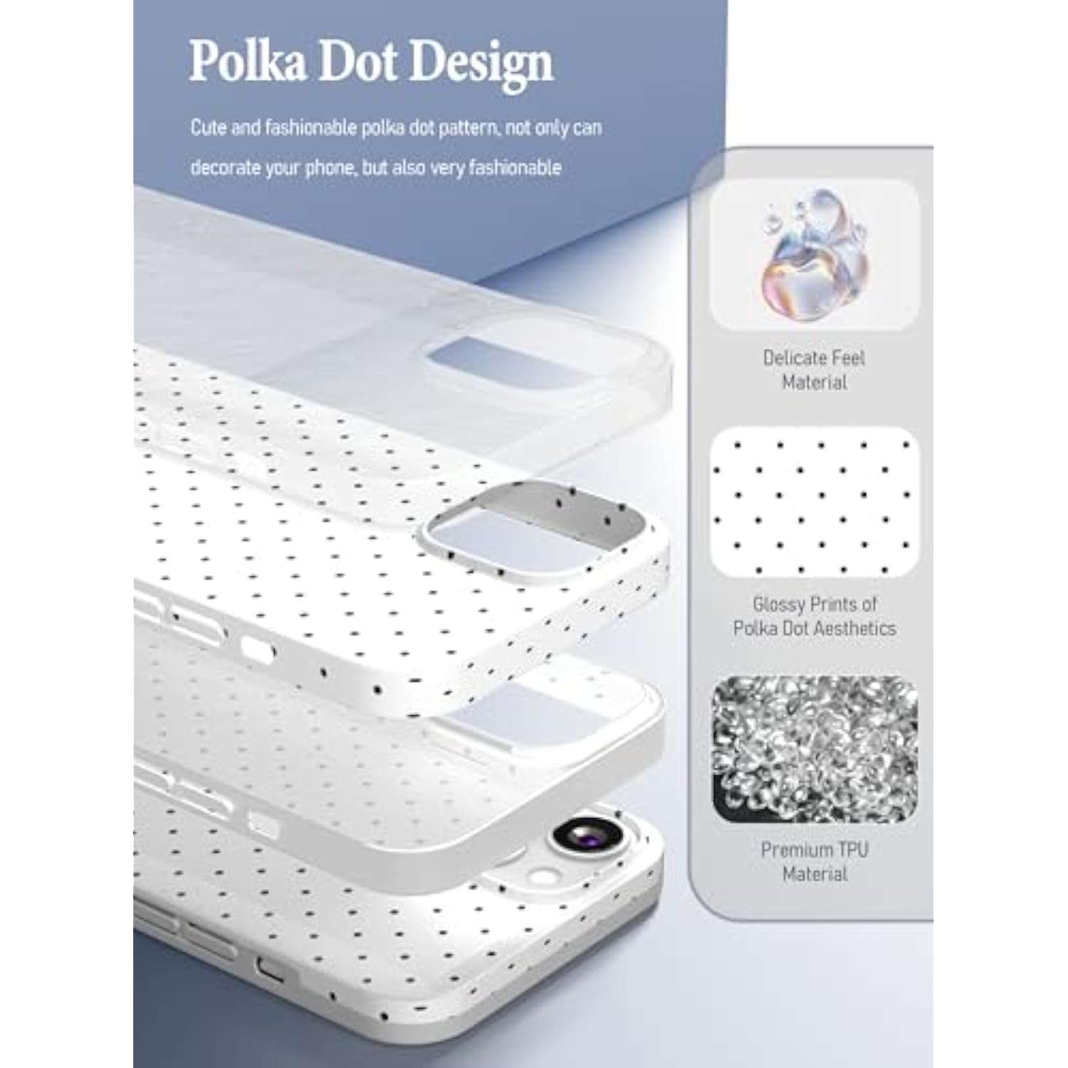 Compatible With Iphone 13 & Iphone 14 Case, With Polka Dot Aesthetics Design Simple Case For Women Girl, Cute Fashion Soft Tpu Slim Protection Phone Case For Iphone 14/13 6.1'' - White