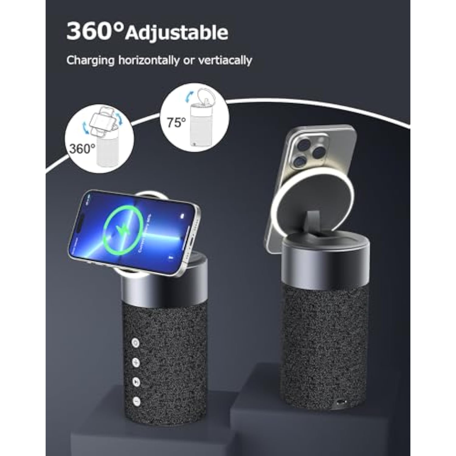 Bluetooth Speaker, Magnetic Wireless Charger, Bluetooth Speakers With Night Light, 2 In 1 Wireless Charging Station For Iphone 16/15/14/13/12 Series, Airpods Pro 4/3?Gift Ideal?