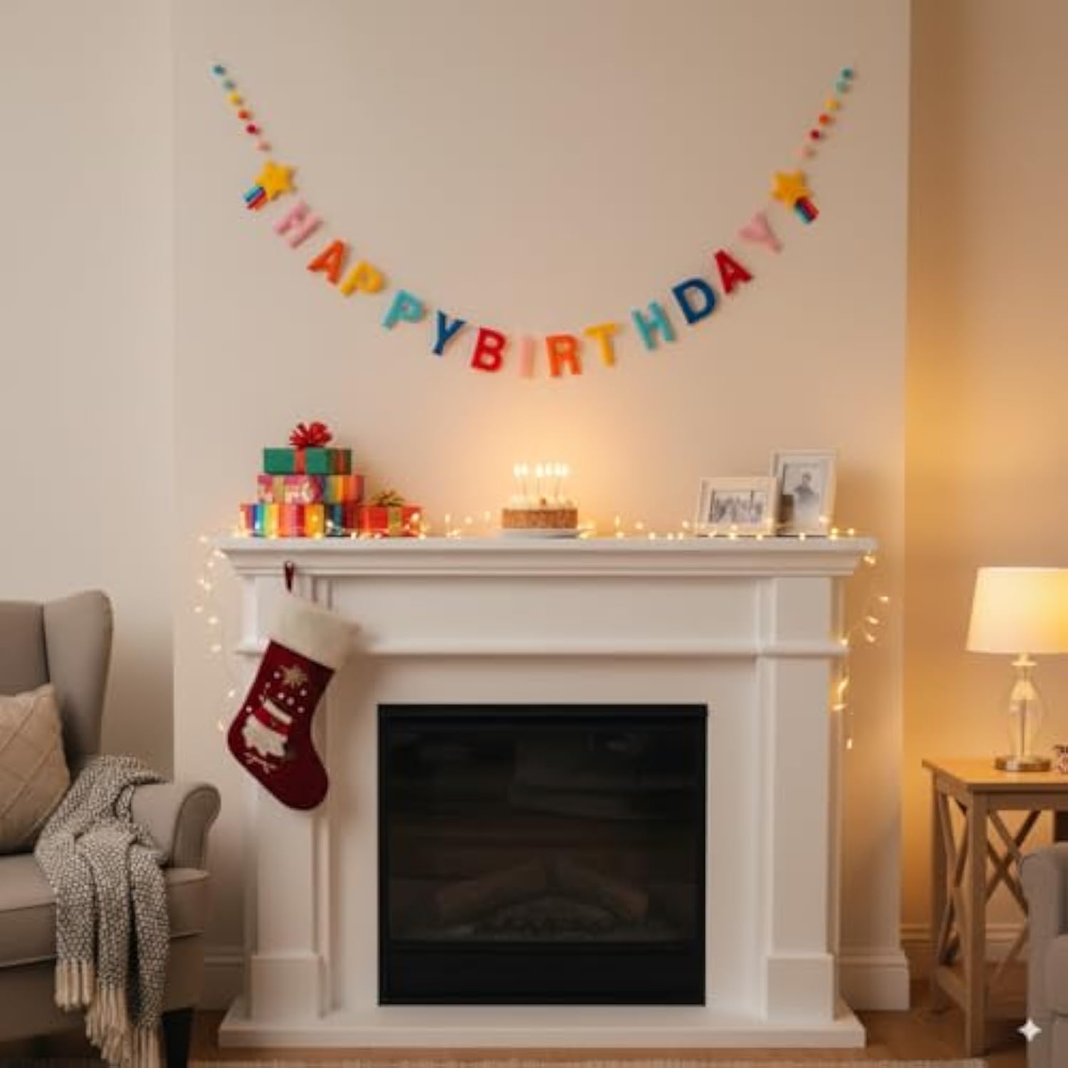 Happy Birthday Banner | Felt Birthday Banner | Rainbow Happy Birthday Sign For Birthday Backdrop For Bday Party Decoration