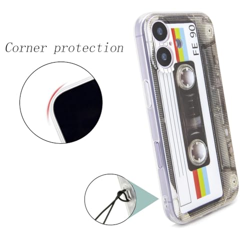 Case for iPhone 17 Matte Finish Heavy Duty Soft Back Cover with Reinforced Corners TPU Soft Bumper Retro Cassette Tape Case Compatible with iPhone 17