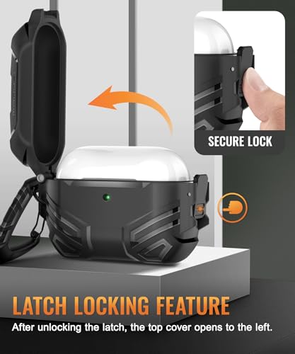 for AirPods Pro 3 Case with Lock, Compatible with AirPod 3rd Gen Cover [Fit for MagSafe], Military Grade Hard Shell for iPods Pro3 with Cleaner Kit &
