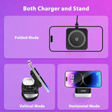 Wireless-Charger 3 In 1 Apple-Charging-Station-Cube Nightlight Lamp 15W Magnetic Charger Stand Foldable Charging Dock For Iphone 16/15/14/13/12/Airpods/Apple Watch(No Adapter)