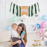 Safari Jungle 1st Birthday Highchair Banner, Dark Green Burlap Cake Smash Decor