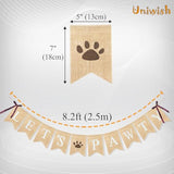 Burlap "Let's Paw-ty" banner with paw print for dog birthday and pet party décor
