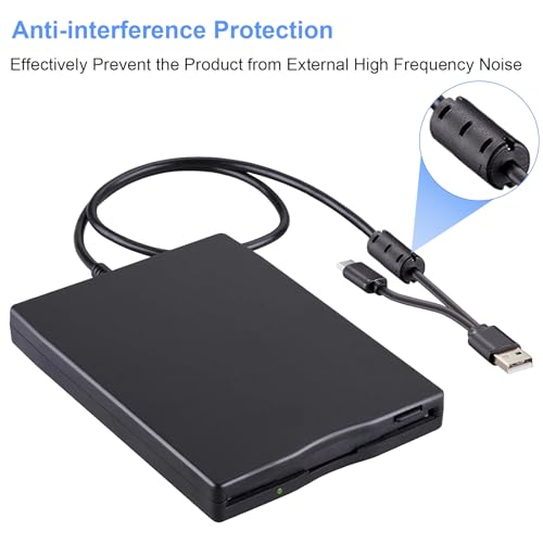 Floppy Disk Reader, 3.5 Inch External Usb & Type-C 1.44Mb Fdd Floppy Disk Drive For Windows 11/10/8/7/2000/Xp, Vista, Pc, Laptop And Desktop, Plug And Play, Black