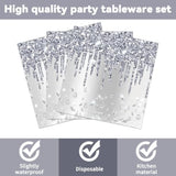 50 Pcs Silver Glitter Disposable Party Plates And Napkins Glitter Diamonds Happy Birthday Party Supplies For 25 Guests Table Decorations For Wedding Silver Birthday Decorations Paper Plates Napkins