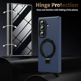 For Samsung Galaxy Z Fold 7 Magnetic Case With Privacy Screen Protector, Hinge Protection & Compatible Magsafe & Ring Kickstand,Slim Fit Protective Phone Case For Galaxy Z Fold7 Case,Blue