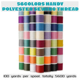 56 Spools Polyester Sewing Thread Kit, 100 Yards Each, 5600 Yards Total