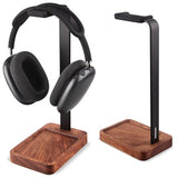 Walnut Wood & Aluminum Headset Holder, Desktop Headphone Stand, Universal Head