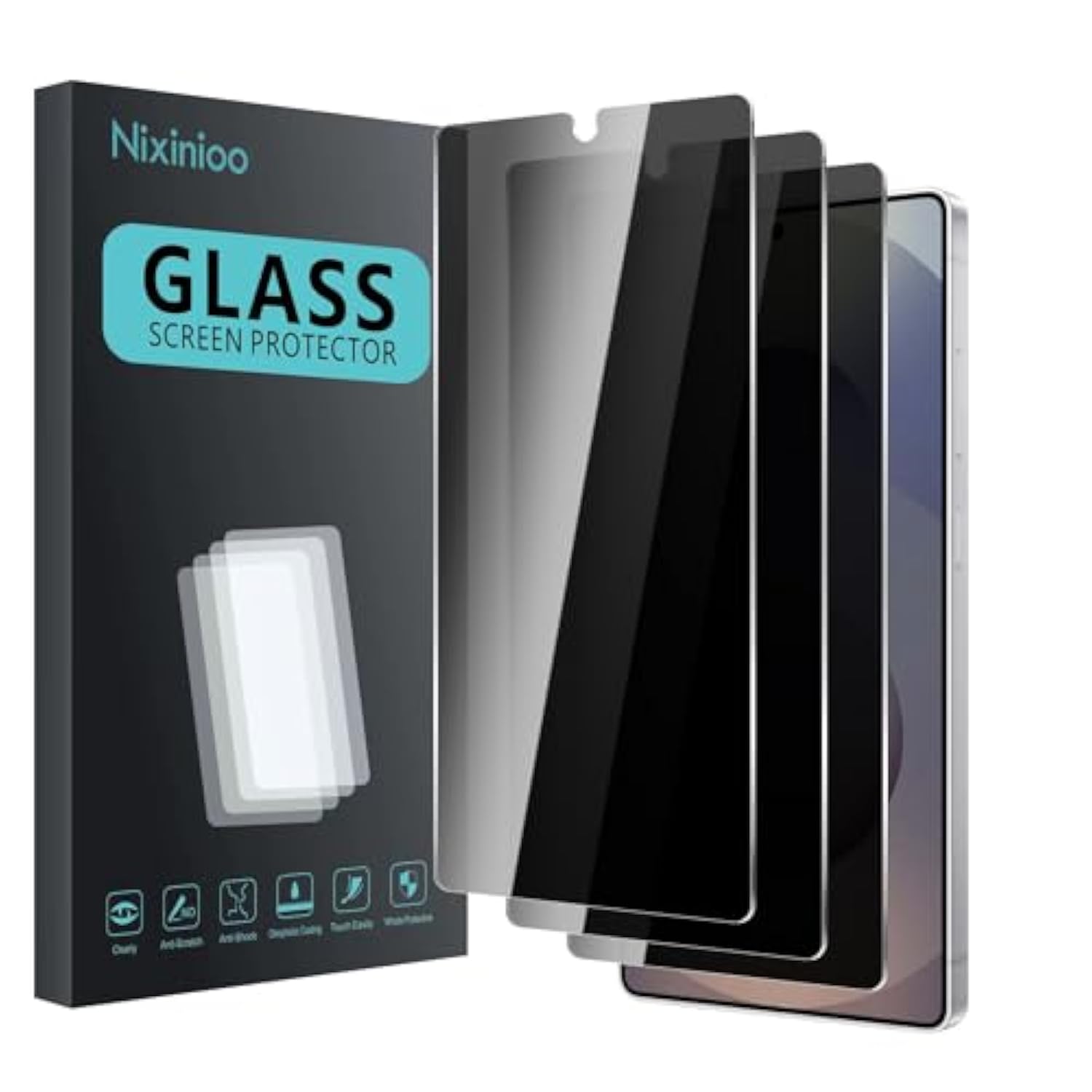 3 Pack Privacy Screen Protector For Samsung Galaxy S25 Ultra, Anti Spy Tempered Glass 9H Hardness, Black Protector Anti Spy, Bubble Free, Anti-Scratch