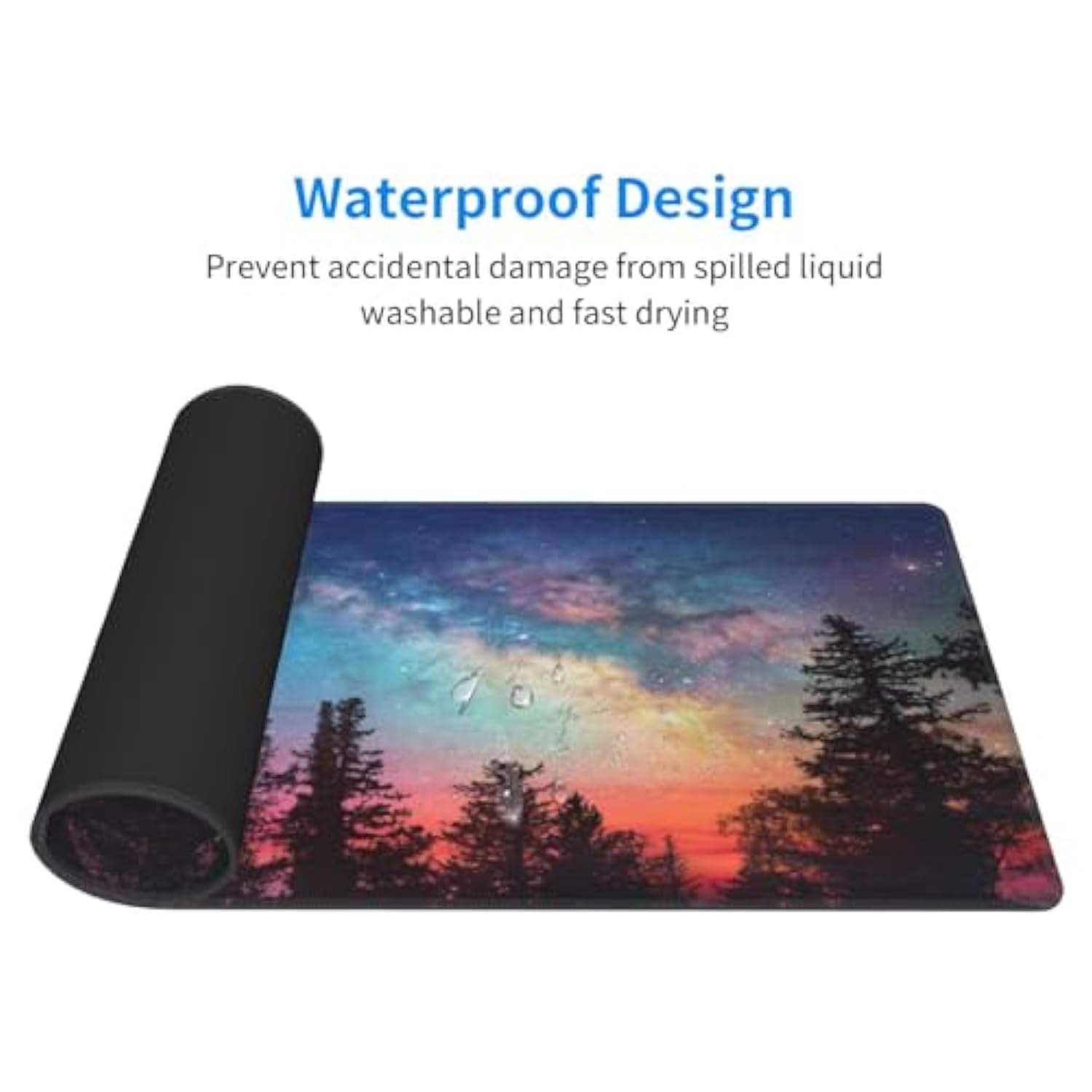 Colourful Sky Forest Extended Large Gaming Mouse Pad For Home Office Keyboard Computer Laptop Non-Slip Rubber Base Xl Mousepad Desk Mat Pads With Stitched Edges 11.8 X 31.5 Inch