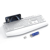 Large Print Wireless Keyboard, Full Size Cordless Computer Keyboard With Phone Holder, Palm Rest, Ergonomic Tilt Angle, 2.4G Plug-And-Play, Compatible With Tablet/Windows/Laptop/Pc, White