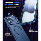 Magnetic Case for iPhone 17 Pro Max, MagSafe Compatible, Built-in Camera Lens Protector, Slim Thin Soft Silicone Bumper Shockproof Metallic Luster Phone Case, Blue