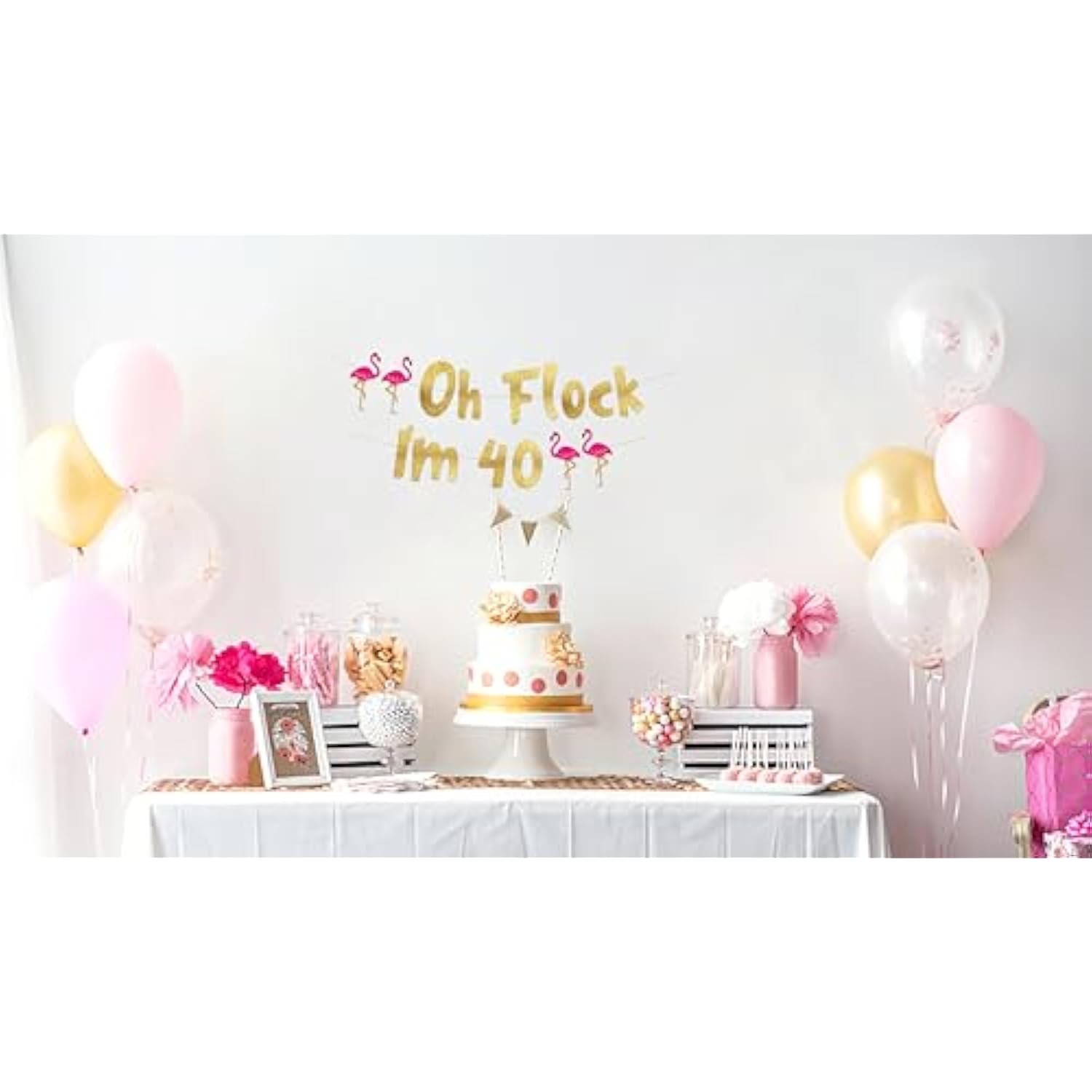 Oh Flock I'M 40 Gold Glitter Banner - Happy 40Th Birthday Party Decorations, Gifts, Supplies And Favors