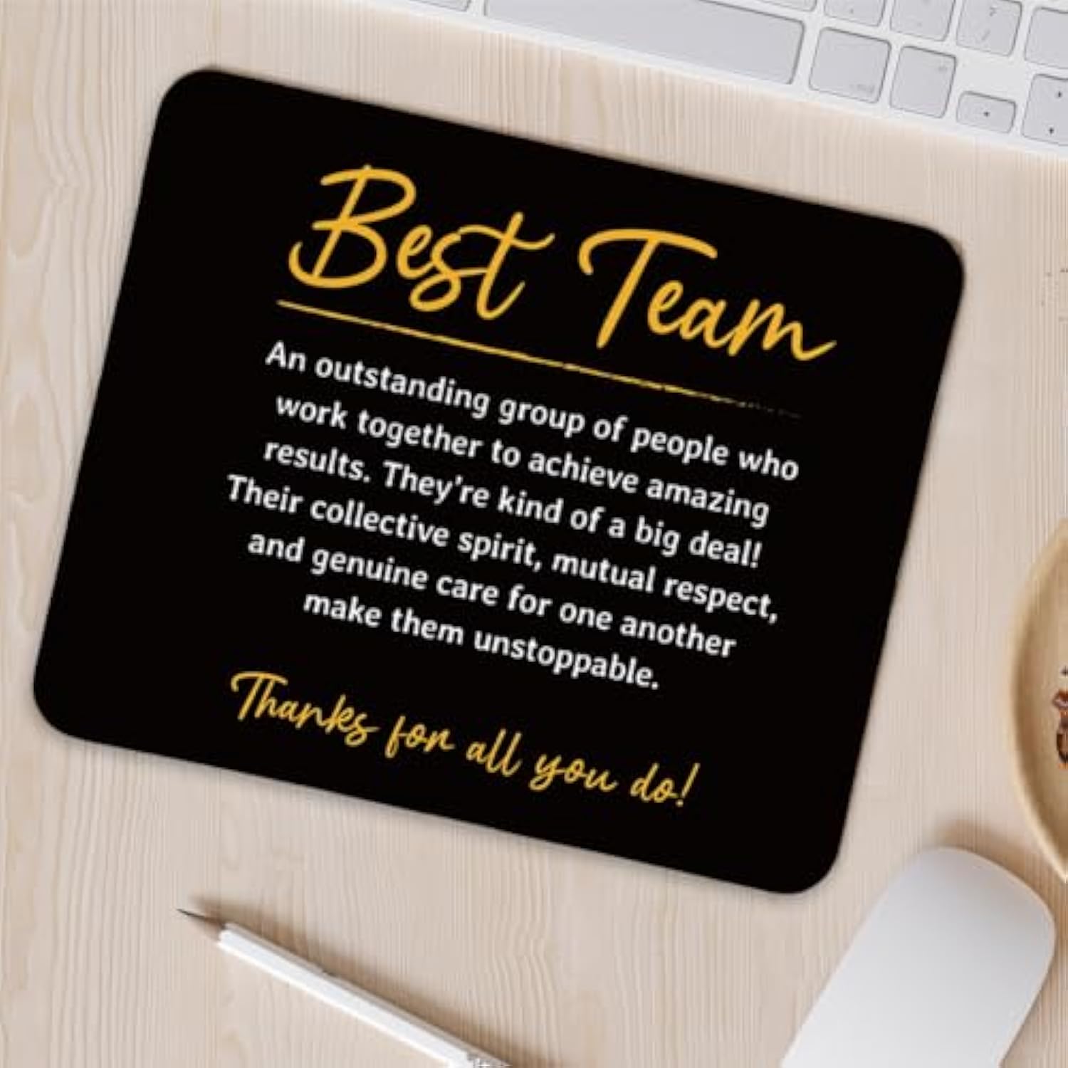 Best Team Definition Black Square Mousepads,Inspirational Mouse Pads For Desk Home Office Gaming Working,Non-Slip Rubber Base Mousepad Gaming Mouse Pads,9.5X7.9 Inches