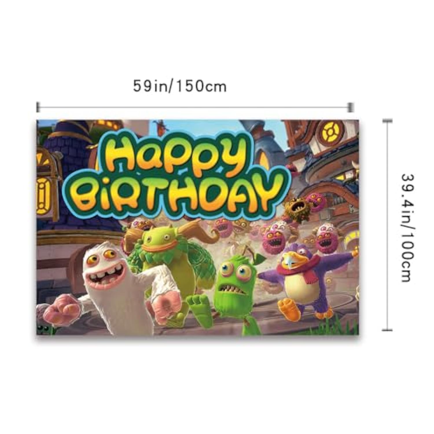 Monster Theme Birthday Party Supplies Includes Cupcake&Cake Topper-Happy Birthday Banner-Background-Balloons-Invitation Card For Kids Monster Party Decoration