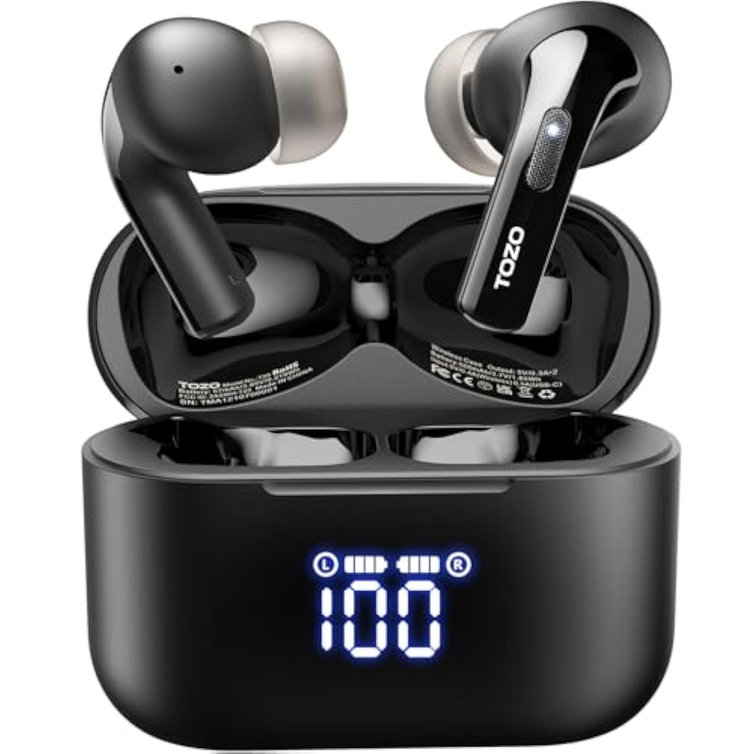 T20 Wireless Earbuds Bluetooth Headphones 48.5 Hrs Playtime With Led Digital Display, Ipx8 Waterproof, Dual Mic Call Noise Cancelling 10Mm Broad Range Speakers With Wireless Charging Case