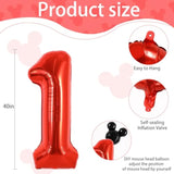 40" Mouse Number 1 Balloon – Black Mouse Head & Red Balloon for Parties