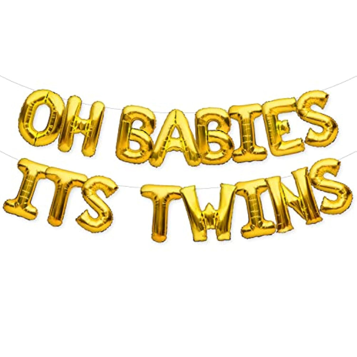 Oh Babies Its Twins Balloon Gold For Twins Baby Shower Decorations And Supplies, Twins Gender Reveal Party Foil Letters Balloons Banner