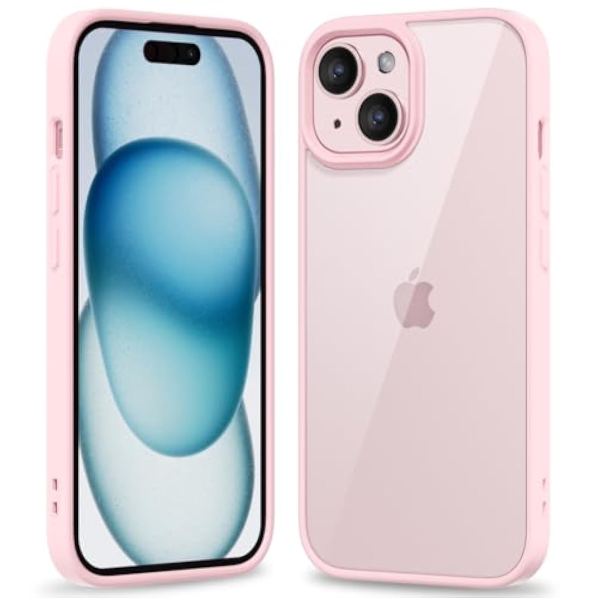 Thin Slim Clear Case For Iphone 15 Plus/ 14 Plus, Transparent Hybrid Hard Shell Plastic & Soft Silicone Rubber Bumper, Non-Yellow Acrylic Protective Lightweight Cover For Women, Light Pink
