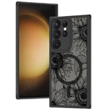 Designed For Samsung Galaxy S23 Ultra Case Matte Flowers Design Compatible With Magsafe Wireless Charging,Cute Sunflowers Anti-Scratch Translucent Phone Cover For Women Girls 6.8"-Black