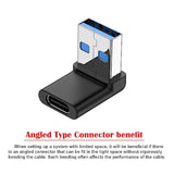 xiwai 90 Degree Down Angled USB-C Type C Female to USB 3.0 A Male Data Adapter