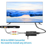 RCA to HDMI Converter, Composite to HDMI Adapter Support 1080P PAL/NTSC Compatible with PS one, PS2, PS3, STB, Xbox, VHS, VCR, Blue-Ray DVD Players