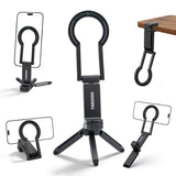 Magnetic Tripod for iPhone - Foldable Mini Pocket Phone Stand, Portable Selfie Stick Handle Grip with 360°, Airplane Travel Essentials, Phone Holders