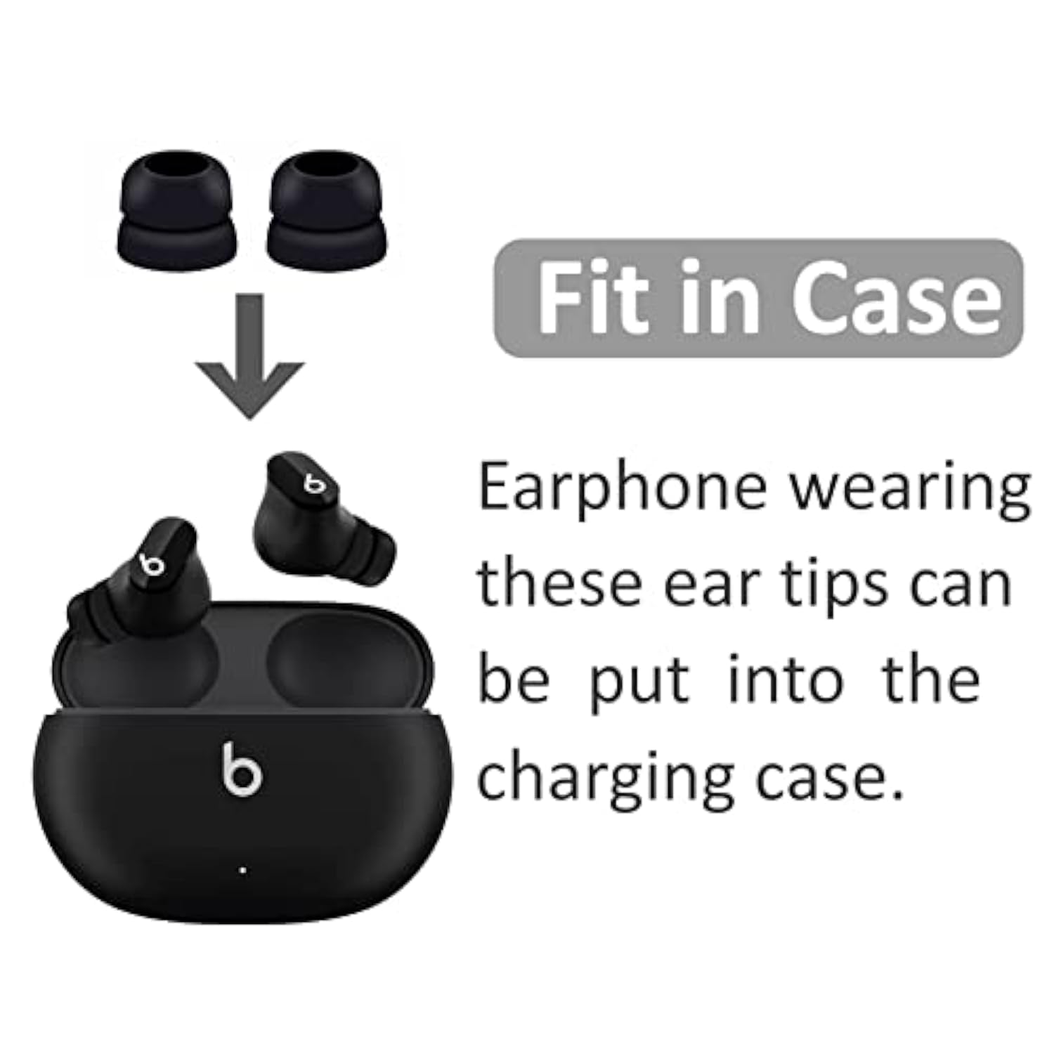 6 Pairs Double Flange Compatible With Beats Studio Buds + / Fit Pro Ear Tips, S/M/L Replacement Noise Isolation Silicone Eartips Earbuds Fit In Case For Beat Studio Buds - 2 Flange Black