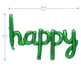 Happy Birthday Balloons Banner 16 Inch Hanging 3D Silver Foil Cursive Script Letter Balloons For Kids And Adults Birthday Party Decorations Supplies (Emerald Green)
