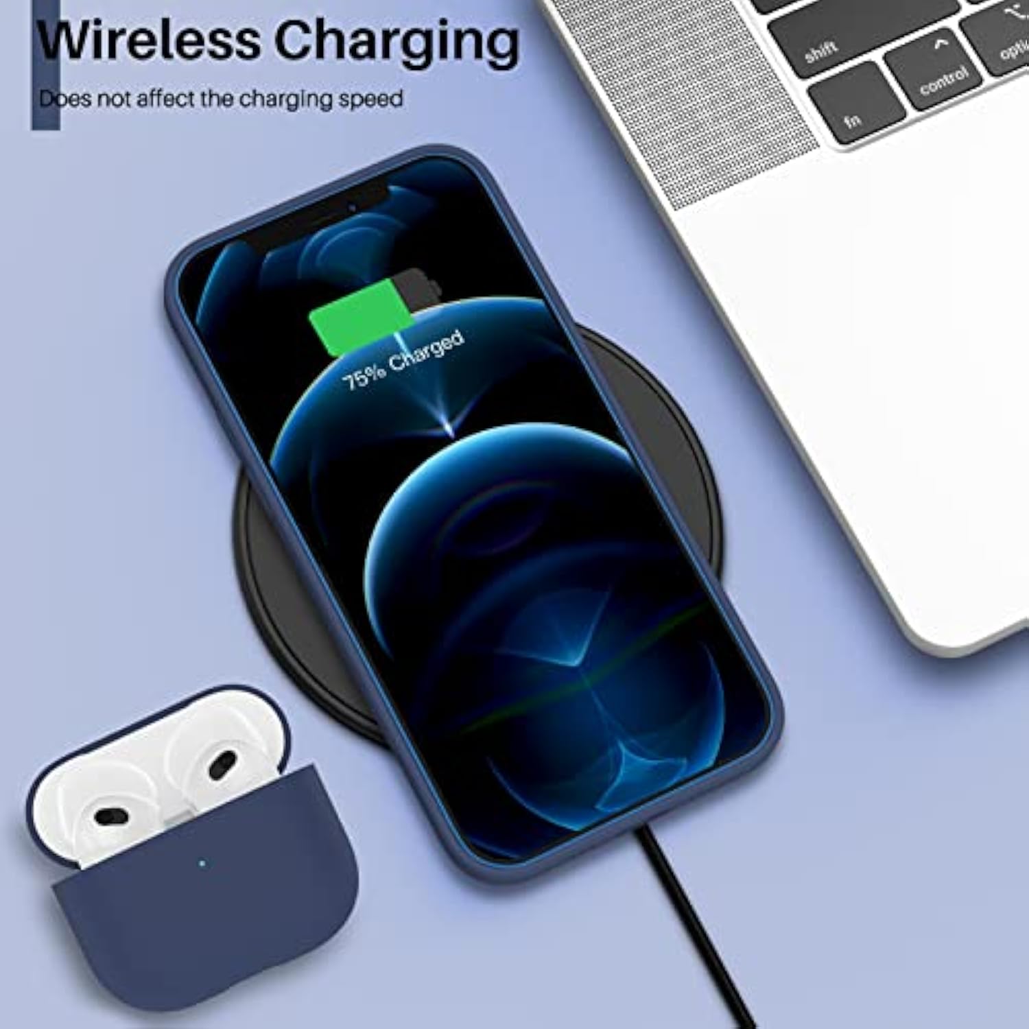 Compatible With 12 Case, Compatible With 12 Pro Case, Slim Liquid Silicone 3 Layers Full Covered Soft Gel Rubber Phone Case Cover 6.1 Inch-Navy Blue